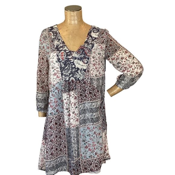 Simply Noelle Flowy Boho Pocket Dress w/ Slip S/M(8-10) Blue Swim cover up 183M - Picture 1 of 9